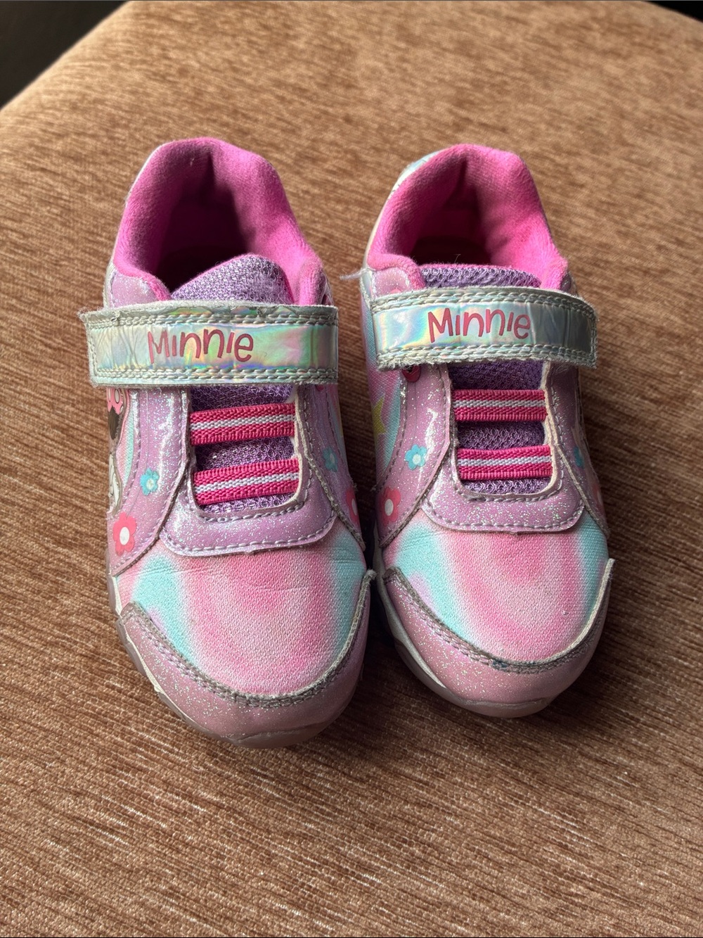 Minnie Mouse Girls' Pink Tie-Dye Light-Up Sneakers